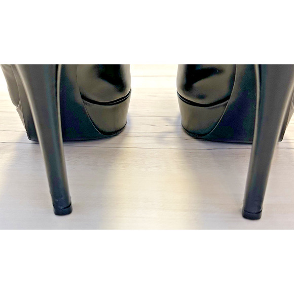 Gucci Heels Scar Pelle S Cuoio Nero Baby Lux 9B High Heel Platform Shoes - Picture 4 of 12